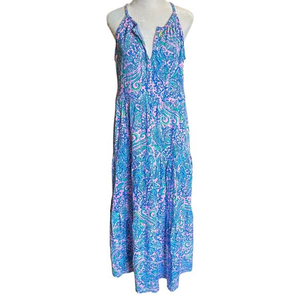 NWT! Lilly Pulitzer Maribella Halter Maxi Dress Lilac Rose We Mermaid It Medium - Picture 4 of 8